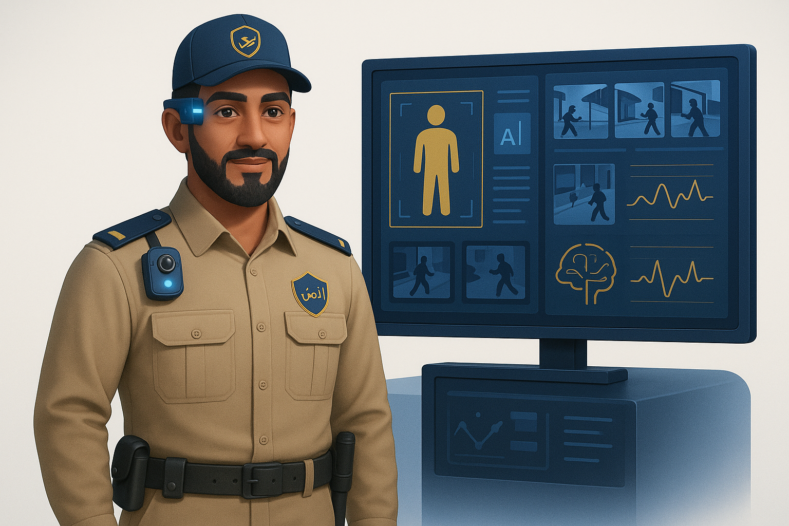 حارس أمن مع تقنيات الذكاء الاصطناعي